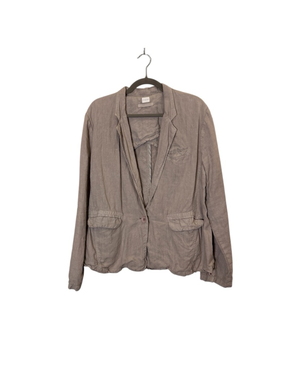 Poetry Women’s Taupe Lagenlook Single-Button Relaxed Linen Blazer sz 12